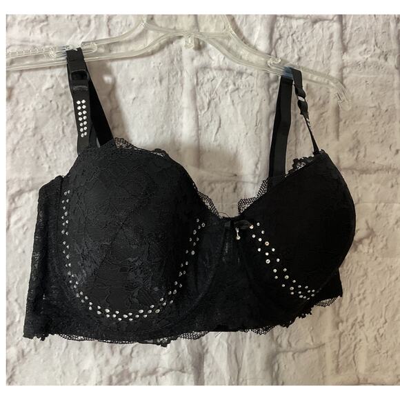 New Pure Beauty Size 42C Bra Rene Rofe Underwire Black Lace - Picture 2 of 5